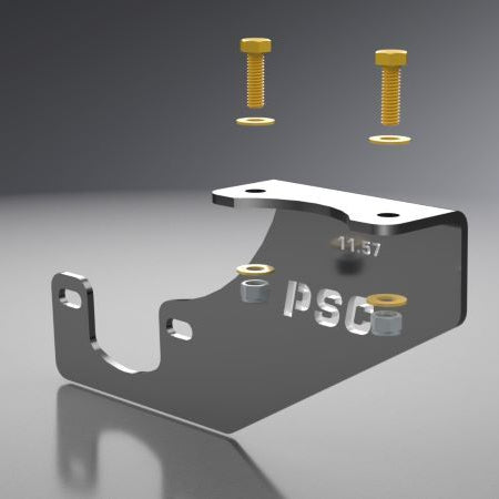 Metal bracket with 'PSC' branding on a gray background