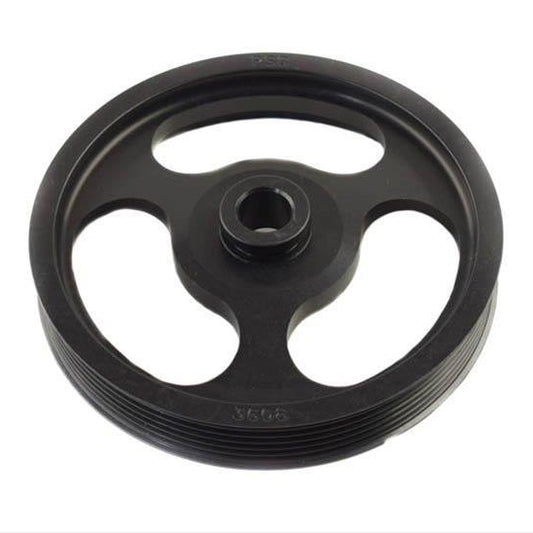 Black pulley wheel on a white background