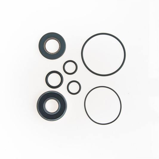 Set of various size rubber seals on a white background