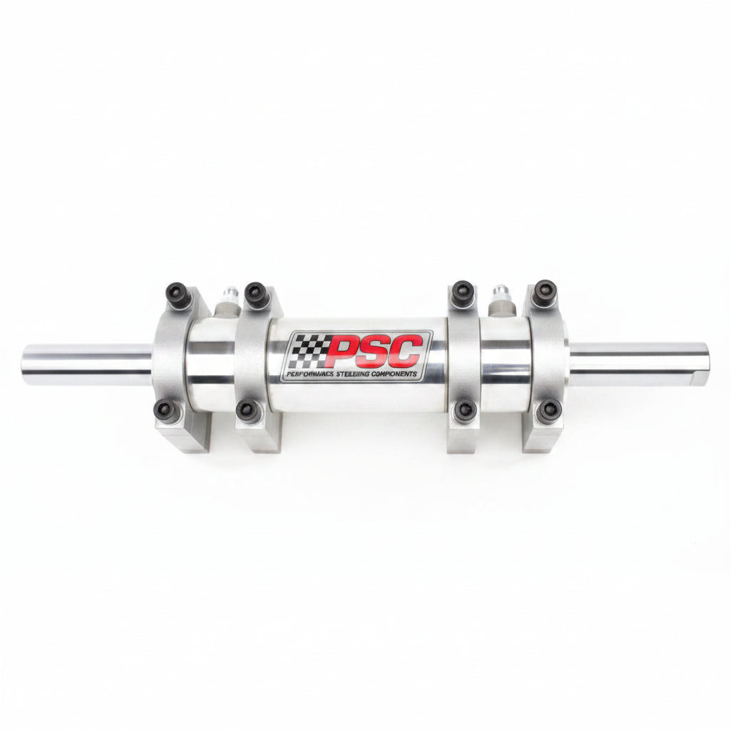 Metal steering component with PSC logo on a white background