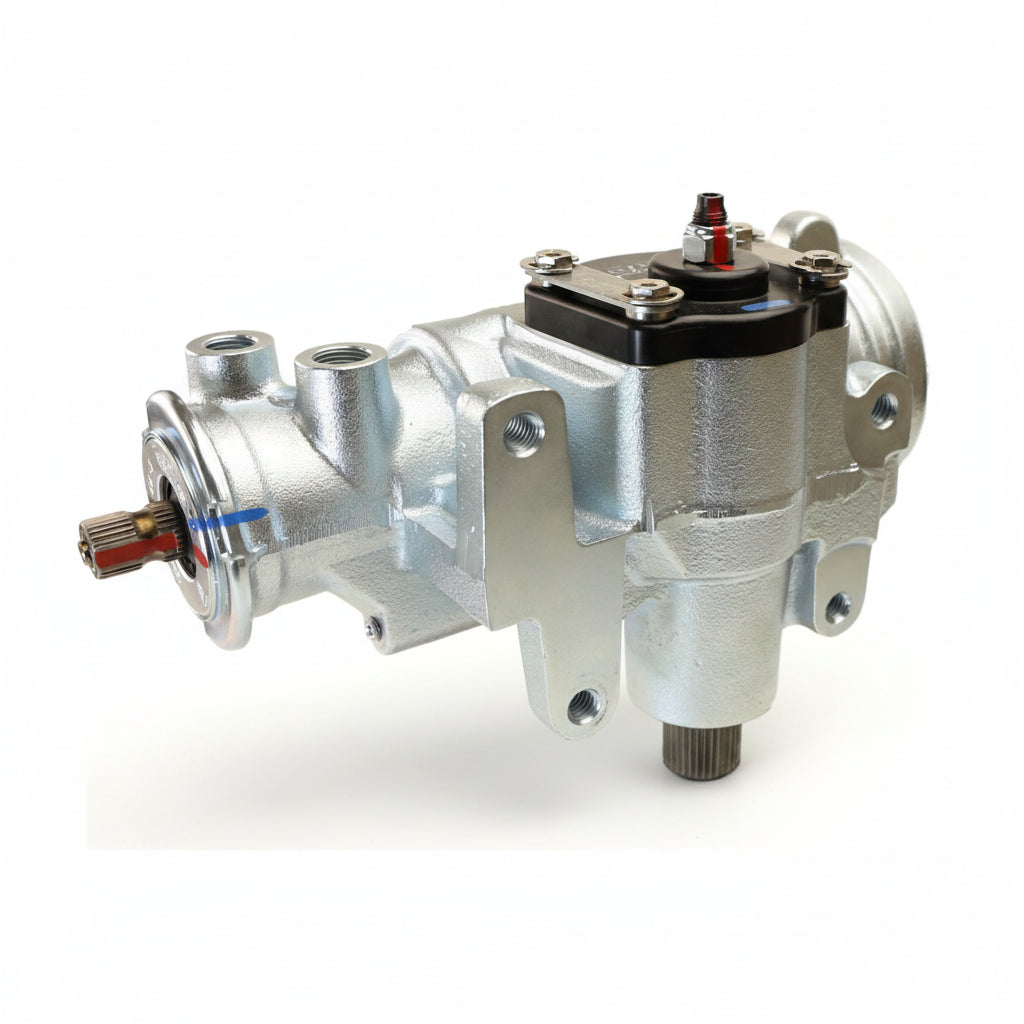 Side view of silver Autocross Series Steering Gear Box.