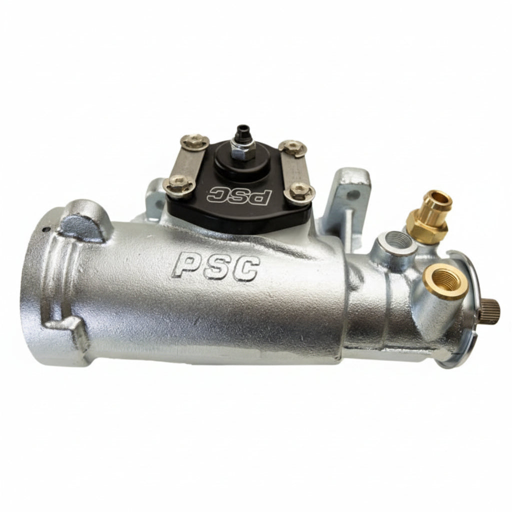 Metal mechanical component with 'PSC' branding on a white background