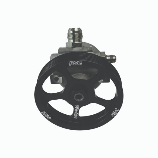 Black pulley with PSC branding on a white background
