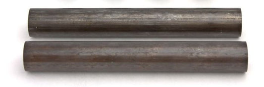 Two cylindrical metal rods on a white background