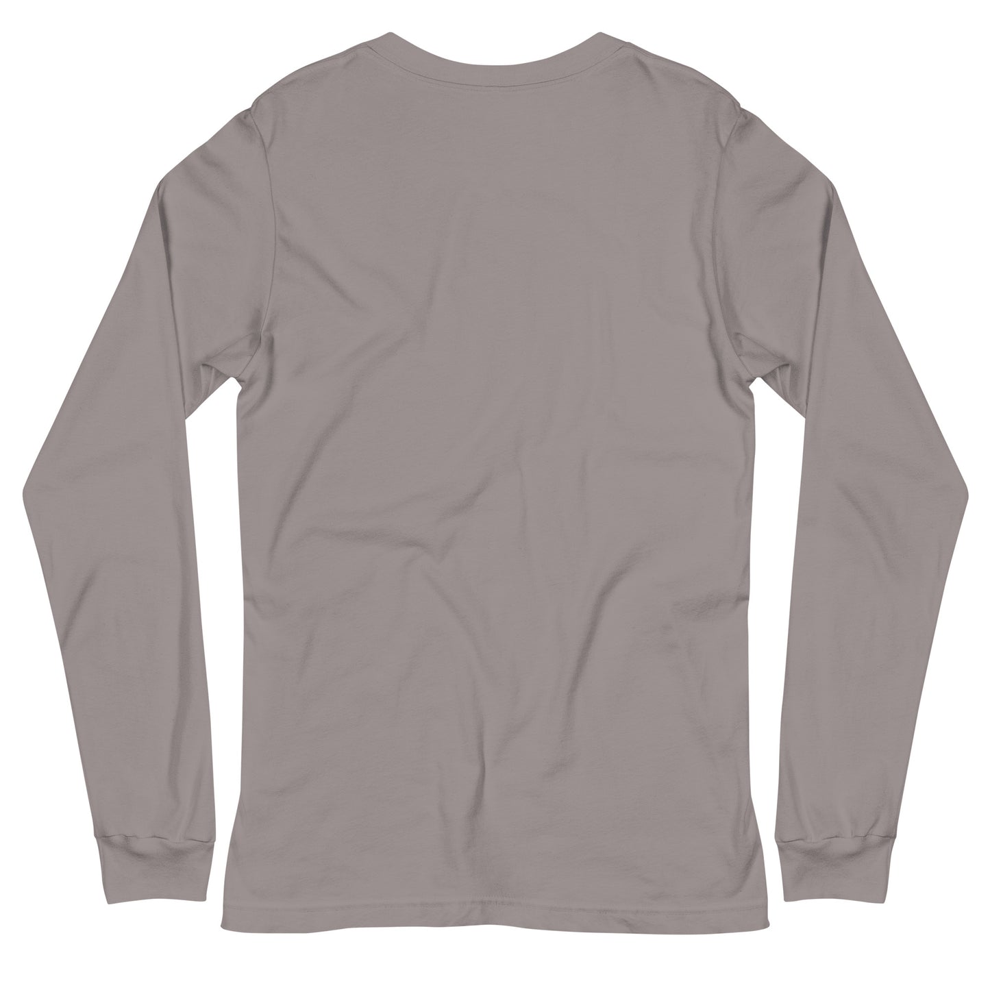 Back view of a storm grey long-sleeve T-shirt with a PSC logo and the phrase ‘Steering All the Way PSC 2025’ printed across the chest in red and gold lettering. The image background behind the product is white. 